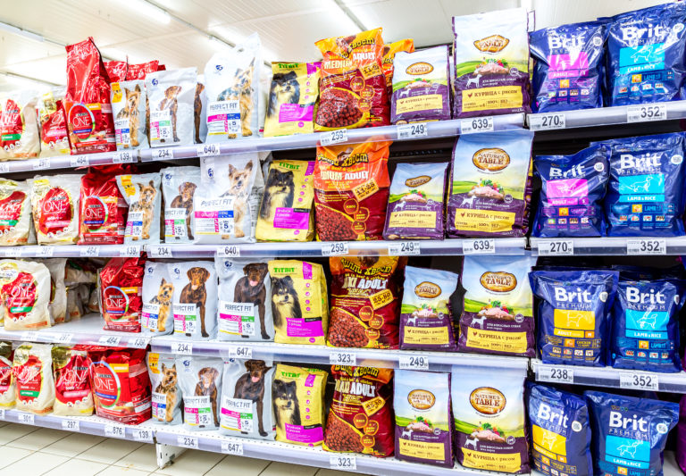 Various fresh dog food ready for sale