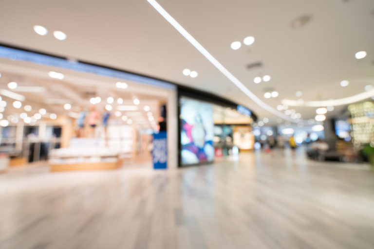 Blurred, defocused background of modern department store