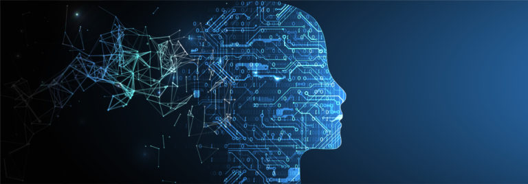 Artificial Intelligence concept.  Creative brain concept background. Vector science illustration