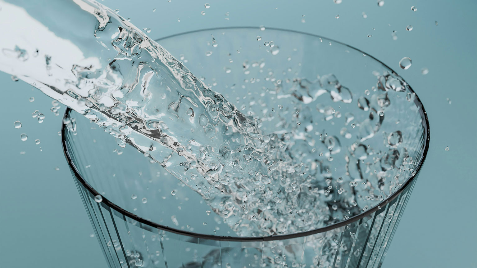 Clean water filling glass